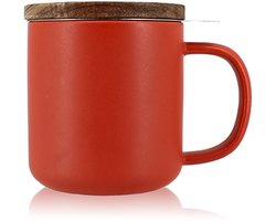 OGO Living - Theemok met filter en houten dekseltje - Juliet - 300 ml - rood