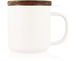 OGO Living - Theemok met filter en houten dekseltje Juliet - 300 ml - wit