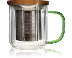 OGO Living - Theemok met zeef - Karl - borosilicaatglas - groen handvat - 300 ml