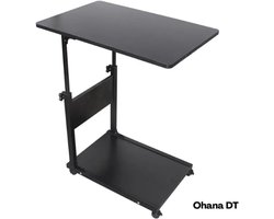 Ohana DT - Bedtafel - Laptoptafel Op Wielen - Bedtafeltje Op Wielen - C Ontwerp - Verstelbaar En Ergonomisch - Max 80 CM -