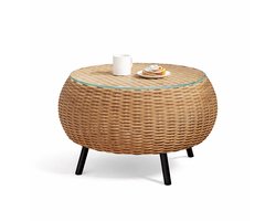 Ohana Dt - Bijzettafel van polyrattan - Salontafel - Buiten salontafel - Potvormige tafelblad Ø 75x42 cm - Bruin