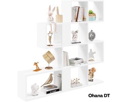Ohana DT - Boekenkast - Roomdivider Vakkenkast - Room Divider - 11 Open Vakken - Eenvoudige Montage - 115x20x110 CM - Wit
