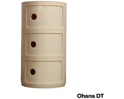 Ohana DT - Nachtkastje Modern - Bijzettafel - Flexibel In Gebruik - Slimme Opbergruimte - 3 Niveau's - Rubberen Slipringen - Creme