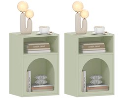 Ohana DT - Nachtkastje set van 2 - Nachtkastje met open vak - Mint groene Nachtkastje - Opbergruimte - Slaapkamer