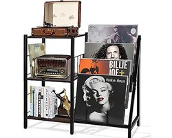 Ohana DT - Platenkast - Platenspeler Meubel - LP Kast - Krasbestendig - Stabiel - Eenvoudige Montage - 60x30x75 cm - Zwart