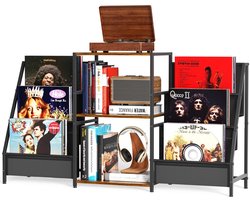 Ohana DT - Platenkast - Platenspeler Meubel - Platenspeler Kast - Tot 200 Platen - 3 Ruime Niveaus - Multifunctioneel Ontwerp