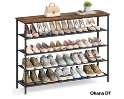 Ohana DT - Schoenenrek - Schoenenkast - 5 Lagen - 1,2m Breed - Ruim, Stevig & Sfeervol voor Hal of Slaapkamer