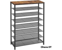 Ohana DT - Schoenenrek - Schoenenkast - 8 Lagen - 100CM Breed - Max 40 Paar Schoenen - Multifunctioneel - Eenvoudige Montage