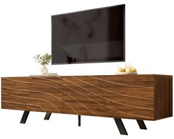 Ohana DT - TV Meubel Hout – TV Kast Hout - Walnootlook - 51x160x39 CM - Geintegreerd Kabelbeheer - 3 Opbergvakken