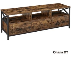 Ohana DT - TV Meubel Industrieel - TV Kast - TV Kastje - 3 Lades - Vintage Bruin - Robuust en Stijlvol Design - Eenvoudige Montage