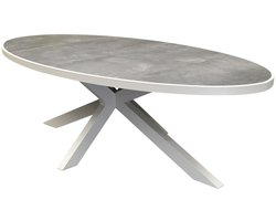 Ohio dining tuintafel ovaal 241x116xH74cm keramiek aluminium latte zand