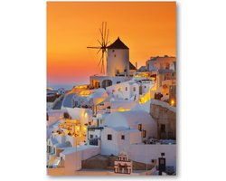 Oia bij zonsondergang, Santorini Griekenland - 30x40 Canvas Staand - Besteposter