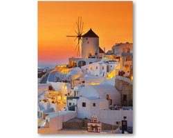 Oia bij zonsondergang, Santorini Griekenland - 50x70 Canvas Staand - Besteposter
