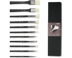 Oil Painting Brush Set - 11 Pieces | Professional Artist Brushes for Oil Painting | Natural Bristle Brushes with Extra Nylon Brush - Perfect for Oil Acrylic Acid and Gouache