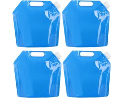 OIMG 4 stuks 5 L Opvouwbare Waterjerrycan - Waterzak draagbaar met kraan - Waterjerrycan - voor outdoor avonturen - waterreservoir voor nood - Watercontainer Camping - Lichtgewicht - Thuis - voor wandelen, kamperen, picknick, reizen, barbecue - blauw
