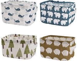 OIMG 4 stuks Opbergdoos - Stoffen Opbergmand - Baby kamer decoratie - organizer - vierkant - opvouwbaar - waterdicht - linnenorganizer met 2 handgrepen - huishoudelijke organizer - voor cosmetica, boeken , speelgoed ,sleutels