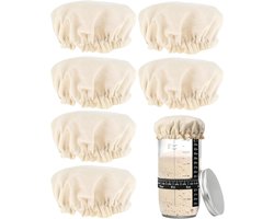 OIMG 6 stuks Fermentatiedoek - Stoffen afdekkingen voor zuurdesems - Herbruikbare Afdekhoes voor Rijsmand - linnen doek - Mandafdekkingen - Wasbare deksels voor zuurdesem van katoen - Ademende Deegfolie - voor Brood Bakken