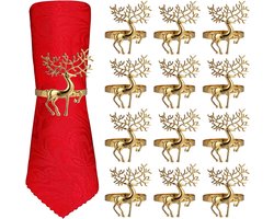OIMG Kerst Servetringen - Kerstservetringen - 12 stuks kerstservetringhouder van legering - Kerstdecoratie - 4,2 x 5 cm - gebruik voor tafeldecoratie, bruiloft, Kerstmis, feestdiner, Thanksgiving - Goud Hert