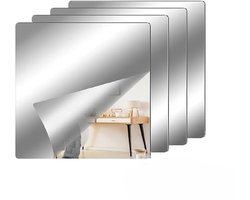 OIMG Plakspiegel - Hollywood-stijl kaptafelspiegel - deurspiegel - flexibele spiegel - badkamerwandspiegel - 4-pack - zelfklevend - plakspiegel - flexibele spiegel voor badkamer, woonkamer, slaapkamer, muren en kasten
