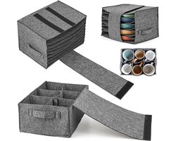 OIMG Vilten bord-en bekerhouder - Caravan bordhouder - Bekerhouder - Set van 2 - Bestekorganizer - Vilten tas - Bestekzak - Glazenhouder - Hoogwaardig Vilt - Campingaccessoire - Bescherm camperkasten - keukenbenodigdheden