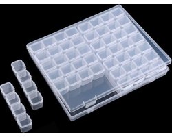 Okado Diamond Painting Opbergbox met 56 Bakjes – Transparante Sorteerdoos met Uitneembare Doosjes – Steentjes Organizer – Compact en Meeneembaar – 21 x 17,3 x 2,6 cm