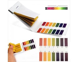 Okado pH Teststrips 1-14 – 80 Lakmoes Papier Teststrips met Kleurenkaart – Watertest voor Aquarium, Zwembad, Vijver en Vloeistoffen – Universeel Indicatorpapier