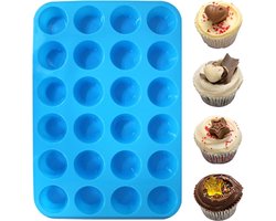 Okado Siliconen Muffin Bakvorm 24-Vaks Blauw – Cupcake Bakvorm – BPA-vrij – Oven, Magnetron & Vriezer