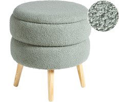 OKATON - Hocker met opbergruimte - Groen - Bouclé