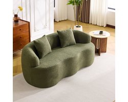 OKWISH 2-Zits Bank - Gebogen Vorm Met Ronde Armleuningen - Direct Klaar Voor Gebruik - Woonkamer - Schuim - Groen