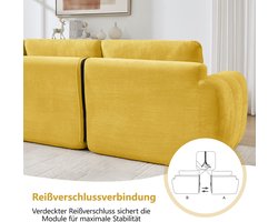 OKWISH Bank Set 2-Zits - Frameloos Modulaire Wolkenbank Met Karosteppatroon En 2 Ottomanen - Voor Woonkamer En Appartement - Chenille - Geel