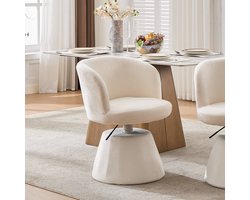 OKWISH Barkruk Verstelbaar 360 Graden Draaibaar Met Rugleuning En Gestoffeerde Zitting Voor Keukenbar En Kaptafel Van Chenille Beige