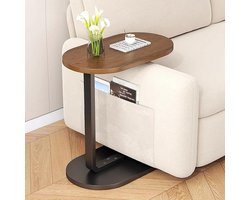 OKWISH Bijzettafel – C-vorm –Moderne Sofatafel / Bedtafel - Schuift Onder Bank of Bed – Voor Woonkamer en Slaapkamer – 45 x 28 x 60 cm – Hout – Walnootkleur