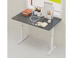 OKWISH Bureau Zit Sta Verstelbaar Met Handslinger Voor Thuiswerk En Studie Grijs Metaal En Hout Compact Ontwerp