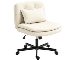 OKWISH Bureaustoelen - Kantoorstoel Met Extra Kussen En 360° Draaibare Zit - Comfortabel Voor Lange Uren - 67×63×93 cm - Leer - Beige