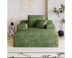 OKWISH Chaise Longue 115 x 159 Cm - Boneless Modulaire Bank Zonder Montage - Met Hoge Veerkracht Schuim En Diepe Zit - Voor Woonkamer, Slaapkamer En Appartement - Ribstof - Groen