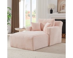 OKWISH Chaise Longue Bank - Compact Relaxsofa En Slaapbank - Zonder Montage Voor Woonkamer Of Appartement - Cord - Roze
