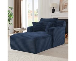 OKWISH Chaise Longue - Comfortabel Relax- en Slaapsofa Zonder Montage - Voor Woonkamer of Appartement - Cord - Blauw