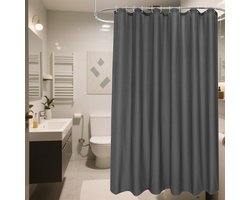 OKWISH Douchegordijnen - Douchegordijn Met Haken, Waterdicht En Wasbaar, Anti-Schimmel Badkamergordijn, Strak Effen Design, Polyester, Donkergrijs, 100x200 cm