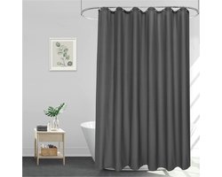 OKWISH Douchegordijnen - Douchegordijn Met Haken, Waterdicht En Wasbaar, Anti-Schimmel Badkamergordijn, Strak Effen Design, Polyester, Donkergrijs, 240x200 cm