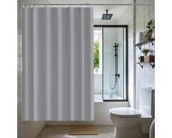 OKWISH Douchegordijnen - Douchegordijn Met Haken, Waterdicht En Wasbaar, Anti-Schimmel Badkamergordijn, Strak Effen Design, Polyester, Lichtgrijs, 200x240 cm