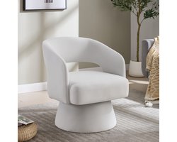OKWISH Draaifauteuil - 360° Draaibaar - Ergonomisch Comfort Voor Woonkamer, Slaapkamer Of Kantoor - Chenille - Beige