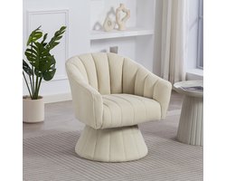 OKWISH Draaifauteuil 70 X 66 X 72 Cm - 360 Graden Draaibaar & Ergonomische Kuip - Voor Kantoor En Woonkamer - Corduroy - Beige