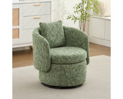 OKWISH Draaifauteuil 72 x 66,5 x 76 Cm - 360 Graden Draaibaar Met Opbergruimte - Voor Leeshoek - Chenille - Groen