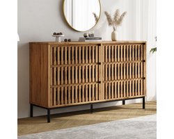 OKWISH Dressoir - 120 x 40 x 81 cm - 6 Lades - Opbergruimte Voor Woonkamer, Slaapkamer En Hal - Houtkleur MDF En Spaanplaat