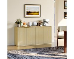 OKWISH Dressoir – 2 Deuren – Verborgen Opbergruimte – Voor Woonkamer Slaapkamer Of Hal – MDF Eiken – 80x40x80 cm