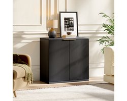 OKWISH Dressoir - 2 Deuren - Verborgen Opbergruimte - Woonkamer Slaapkamer Hal - MDF Zwart - 80 x 40 x 80 cm