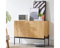 OKWISH Dressoirs - Kast Met 2 Deuren - Praktisch Opbergmeubel - Voor Verschillende Ruimtes - 75x100x40 cm - Hout - Onbehandeld