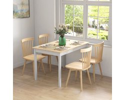 OKWISH Eettafel – Rechthoekig – 120 x 75 cm – Voor 4 Personen – Landelijke Houtlook – Gelakt Grenenhout – 75 cm Hoog