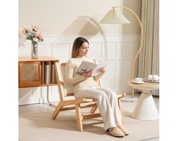 OKWISH Fauteuil 64 x 70 x 74 cm - Zonder Armleuningen Met Rotan Zitting En Rugleuning - Voor Woonkamer Of Slaapkamer - Hout - Naturel Hout