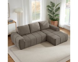 OKWISH Hoekbank L-Vorm - Segmentdesign Met Afneembare Kussens - Woonkamer Of Kantoor - Cord - Taupe